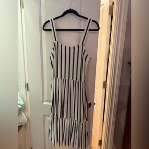 LOFT Navy and White Striped Dress